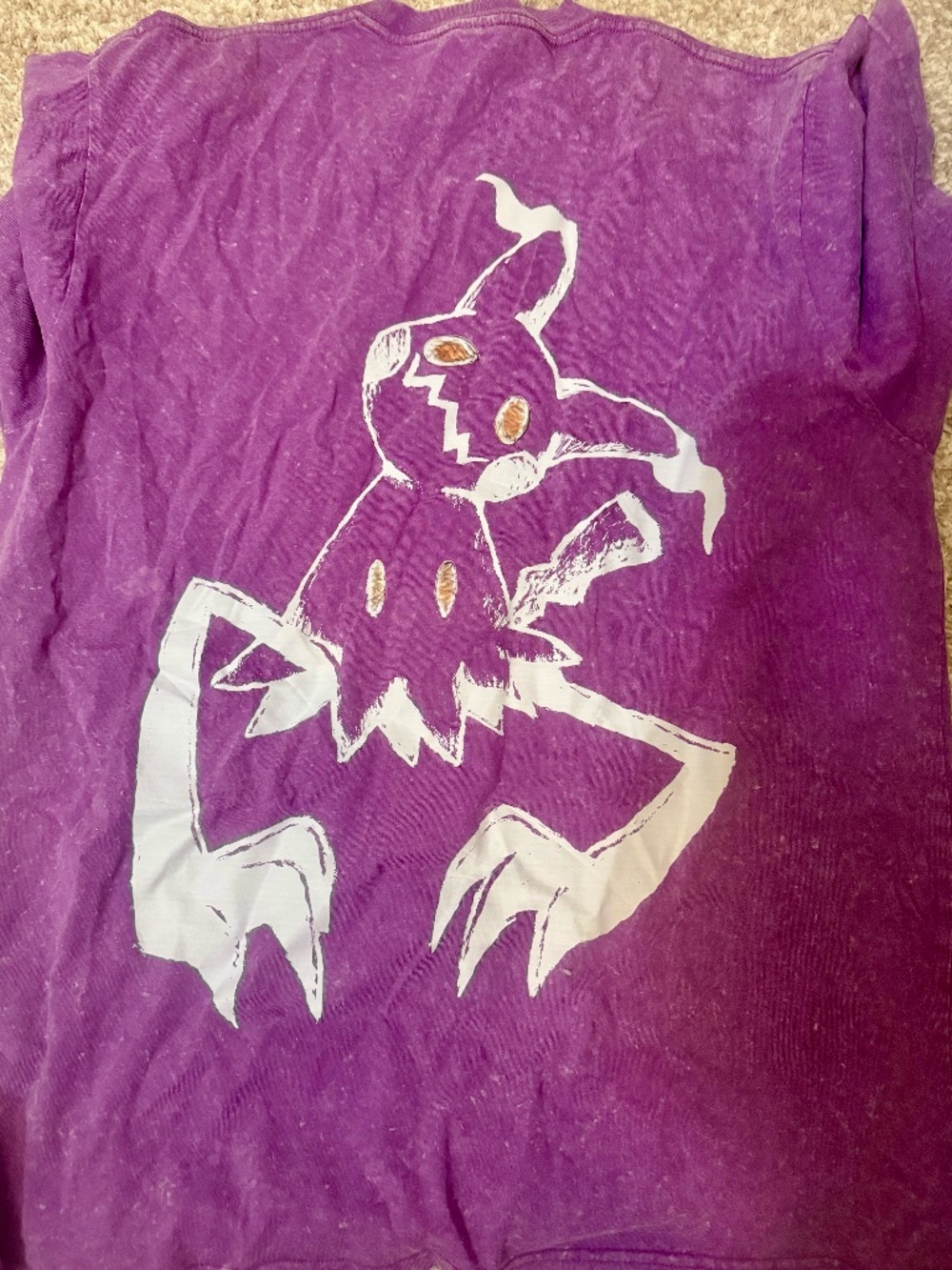 Pokémon Mimikyu, Unique Graphic oversized L purple, acid-wash Pokémon